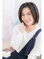 ミック ヘアアンドメイク アップ 駒込店(miq Hair&Make up) 大人かっこいいかきあげ前髪黒髪マッシュボブルフc1