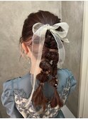 個性派ツイン 編みおろし ヘアセット