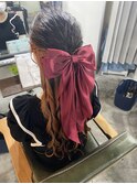 編み込みハーフアップ