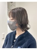 切りっぱなしボブ / ブリーチ無しダブルカラー / アッシュグレー
