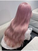 8314髪質改善ベビーピンクパープルブラック艶髪レイヤーロング