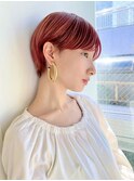 大人ショートボブ丸みショートカットピンクベージュショート