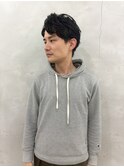 センターパートショートパーマ