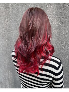 マノハル(MANOHARU) 推し色派手髪インナーカラー　メンカラ赤