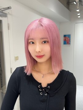 ペレ 渋谷(PELE) デザインカラー/レイヤーカット/ウェットヘア/オリーブベージュ