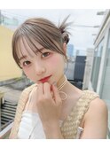 カチモリヘアシースルーぱっつん前髪おくれ毛ミディアムロング