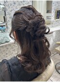ハーフアップ/個性派ハーフアップ/参列ヘア/お呼ばれヘア/結婚式