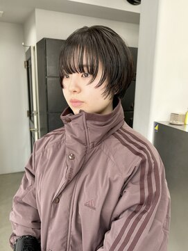ヘアー アイス 御器所本店(HAIR ICI) ぱっつん前髪黒髪小顔顔周りレイヤーボブ
