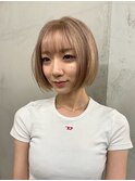 ハイトーンベージュ/ブロンドベージュ/ブリーチ/ボブ/博多