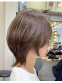 グランマッシュ/細めハイライト/ショート/白髪ぼかし/前髪/大宮