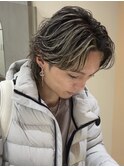 メンズハイライト　ウルフ　フェザーパーマ