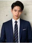 ビジネス学生センター分けマッシュ刈り上げ黒髪/メイキー本厚木
