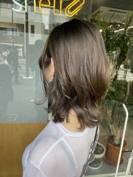 シェル 吉祥寺(shell) 大人かわいい_カーキベージュ_ミディアムウルフ