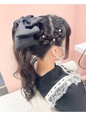 ポニーテールアレンジ/編み込みアレンジ/ライブヘアセット