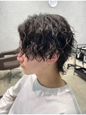 ツイストスパイラルパーマセンターパート波巻きスパイラルパーマ