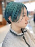 本八幡×ケアブリーチ×ブルーグリーン×ショート