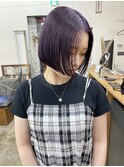 ラベンダーカラー×切りっぱなしボブ
