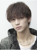 ラフ無造作マッシュブリーチなしワンカラーアッシュブラウン