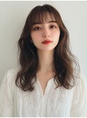 セミロング デジタルパーマ 韓国ヘア アッシュブラウン
