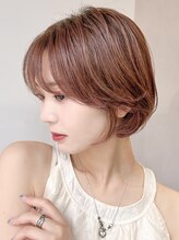 エンクス 天王町店(enx) ホワイトグレージュミニウルフデジタルパーマチェリーブラウン