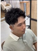 メンズツイストスパイラルパーママッシュツーブロック刈り上げ