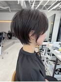 丸顔ショート/ダークブルー/前髪/イメチェン/髪質改善