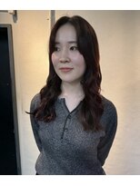 ソイ 下北沢(soi) ワインレッドカラー/コテ巻きロングヘア