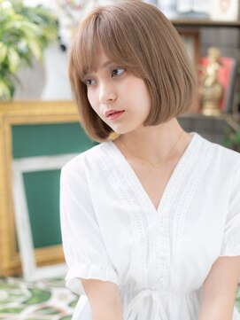 カバーヘア イヴ 戸頭店(COVER HAIR EVE) 斜めバング*ハイトーンカラー前下がりミニボブa戸頭10代20代30代