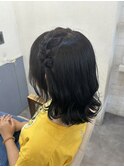 サイド編み込みが可愛い◎ウェーブ巻き