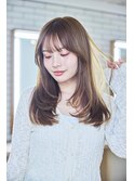 ミディアムレイヤー/大人可愛い/髪質改善/シースルーバング