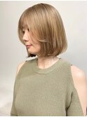 ミルクティーアッシュベージュレイヤーボブショートウルフボブ