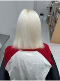 12137髪質改善金髪ホワイトブロンドシルバーアッシュストレート