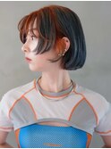 ミディアムボブショートおくれ毛前髪カット_ba535172