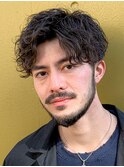 ツーブロックマッシュ　センターパート　グランジパーマ