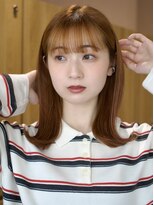 ガーデンヨコハマ(GARDEN YOKOHAMA)&nbsp;コーラルオレンジ ミディアムヘア くびれヘア ラウンドバング