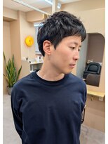 ムード(mood)&nbsp;メンズカット/2ブロックなし/無造作パーマ/黒髪/短髪