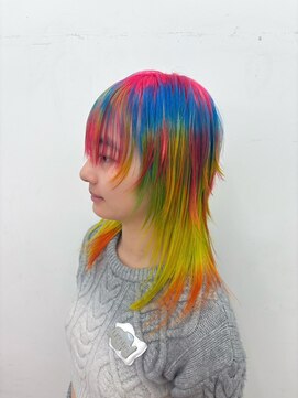 カラフル　ウルフ　レイヤー　デザインカラー