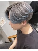 センターパート　デザインカラー水色