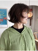 ◎ボブパーマ　ブリーチなしオリーブベージュカラー