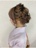 Pinky.お着物でも編み込みスタイル. ヘアアレンジ、着物ヘア