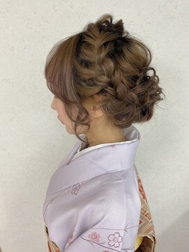 ヘアーセットサロン ピンキー(Hairset Salon Pinky) Pinky.お着物でも編み込みスタイル. ヘアアレンジ、着物ヘア
