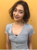デザインカラー/シルキーベージュ/グレージュカラー/斜めバング