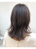 グレージュ_マロンベージュ Aラインボブ かきあげ