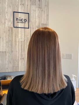 ニコ ヘアリラクゼーション(Nico hair relaxation) 大人可愛いストレートミディアムミルクティーベージュ