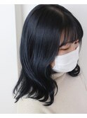 :ミディアム　:暗髪　:ブルーブラック　:韓国