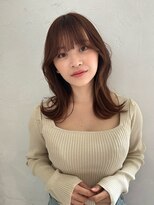 ジョエミバイアンアミ(joemi by Un ami) Unami　韓国くびれミディアム　シースルーバング　外ハネパーマ