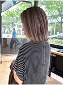 切りっぱなしボブバレイヤージュピンクベージュ