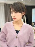 前髪あり耳掛け丸みくびれ大人ショートボブ20代30代40代50代*