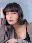 大人可愛い20代30代40代小顔ウルフレイヤーボブグレージュ