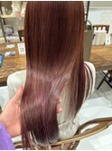 20代30代レッドカラー髪質改善カラー韓国ヘア透明感